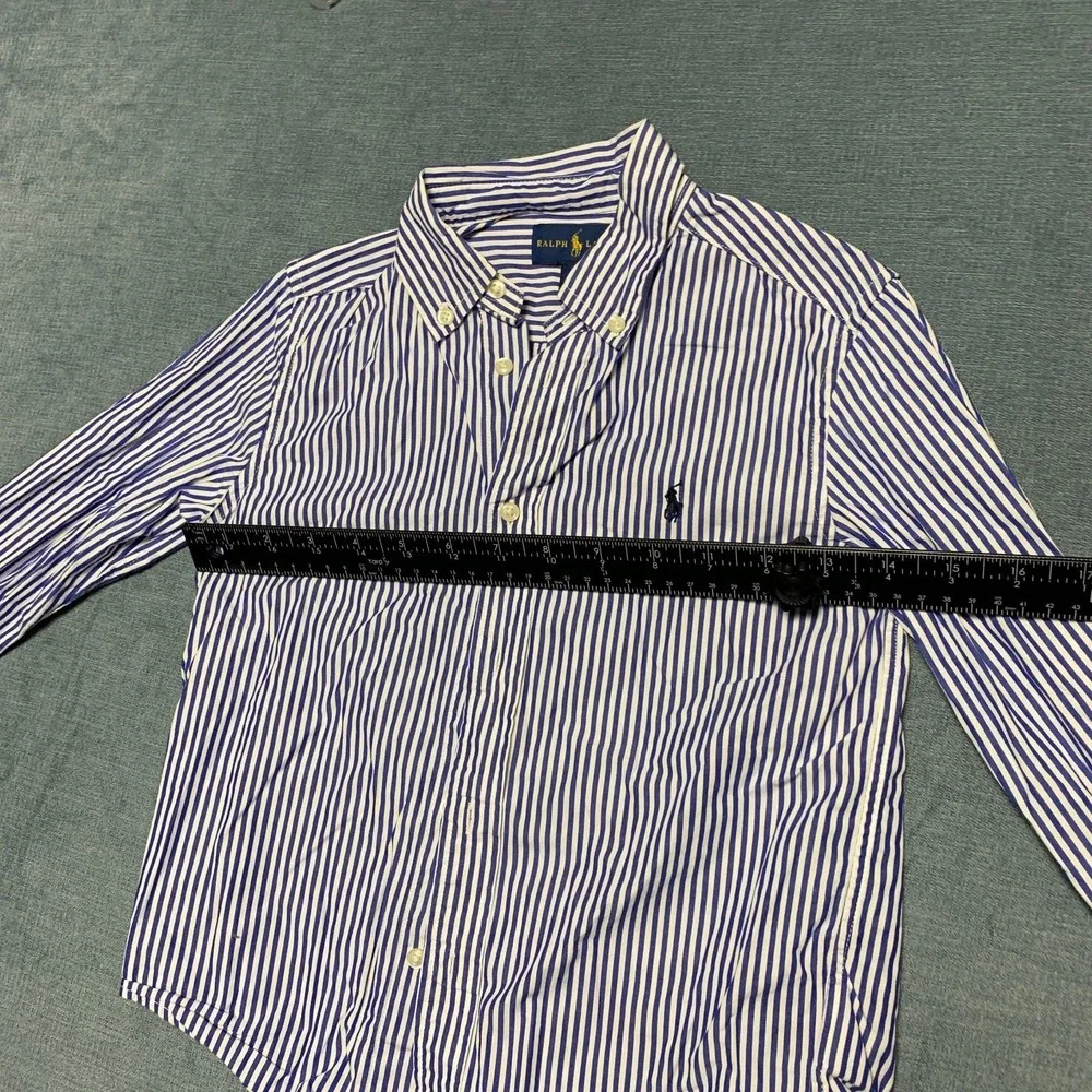 Ralph Lauren Shirt Boys 6 Blue White Striped Long Sleeve Classic Button Down